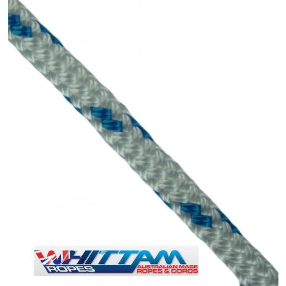 ROPE D/BRD WHITE WITH BLUE FLECK 8MM PER MTR