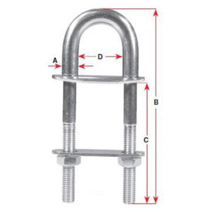U BOLT 12M X 135MM S/S G316