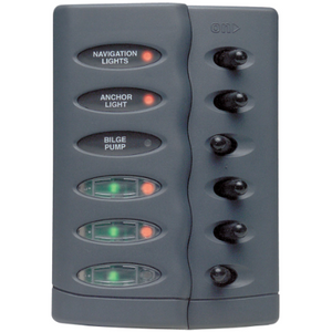 SWITCH PANEL BEP CONTOUR 6 POSITION GREY S/PROOF 113260