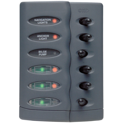 SWITCH PANEL BEP CONTOUR 6 POSITION GREY S/PROOF 113260