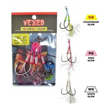 VEXED TWIN FLASHY JIG ASSISTS 1/0 PINK GLOW